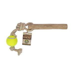 Palo de madera de café arábica con pelota de tenis