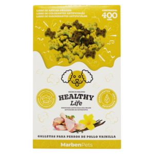 Caja de galletas healthy life sabor pollo y vainilla