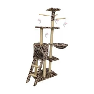 Rascador Interactivo tipo árbol para Gatos, diseño de Leopardo, (50*35*138 cm) - marca Marben pets