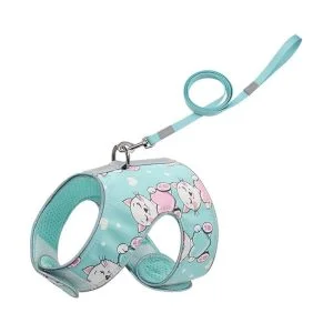 Arnés de cuerda antirreflectante para gatos color verde diseño gatos- Marben pets