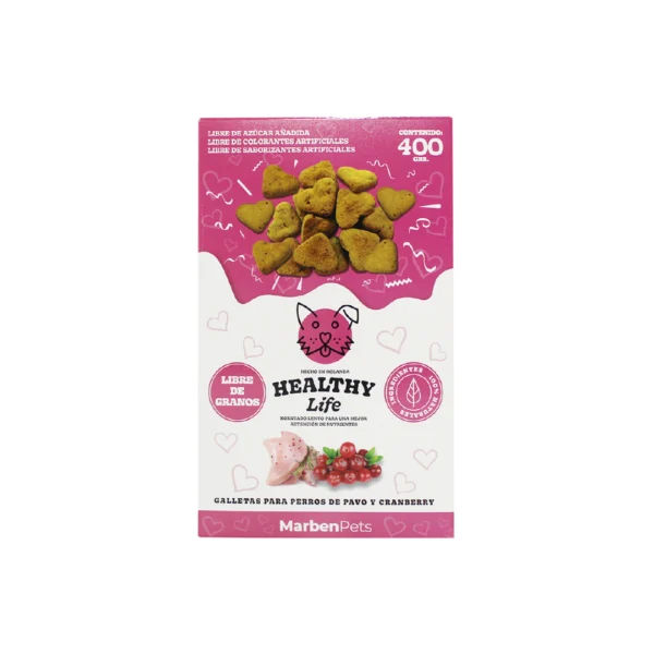 Galletas Healthy Life libre de gluten sabor pavo y arándanos rojos