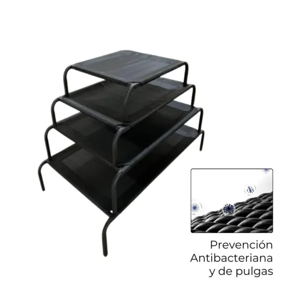 Cama elevada para mascotas color negro