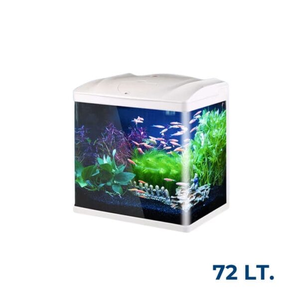 Acuario SunSun 72L con Filtro y Luz LED Multicolor - 60x30x56 cm