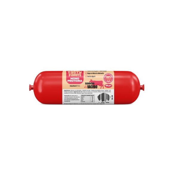 Salchicha MONOPROTEICA DE VACUNO 150 g - TASTY FARM