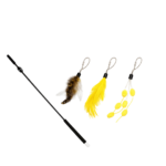 Varita plumas y pompones amarilla intercambiable