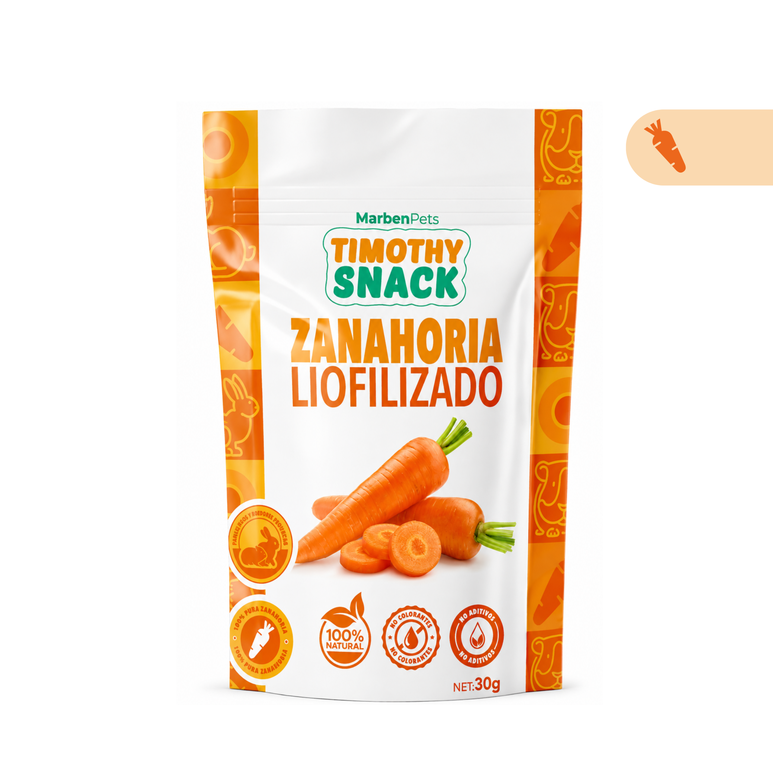 154 Timothy Snack Zanahoria Liofilizada 30 g - Imagen 1