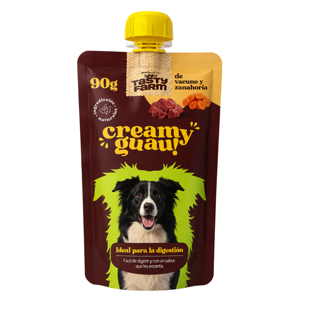 197 Creamy Guau Vacuno y Zanahoria 90 g - Tasty Farm - Imagen 1