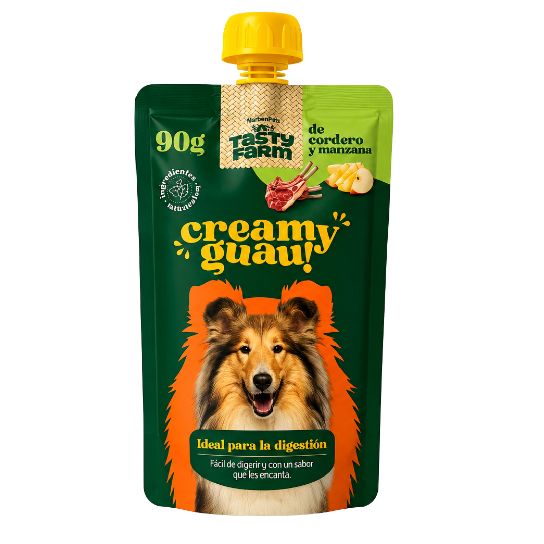 205 Creamy Guau Cordero y Manzana 90 g - Tasty Farm - Imagen 1