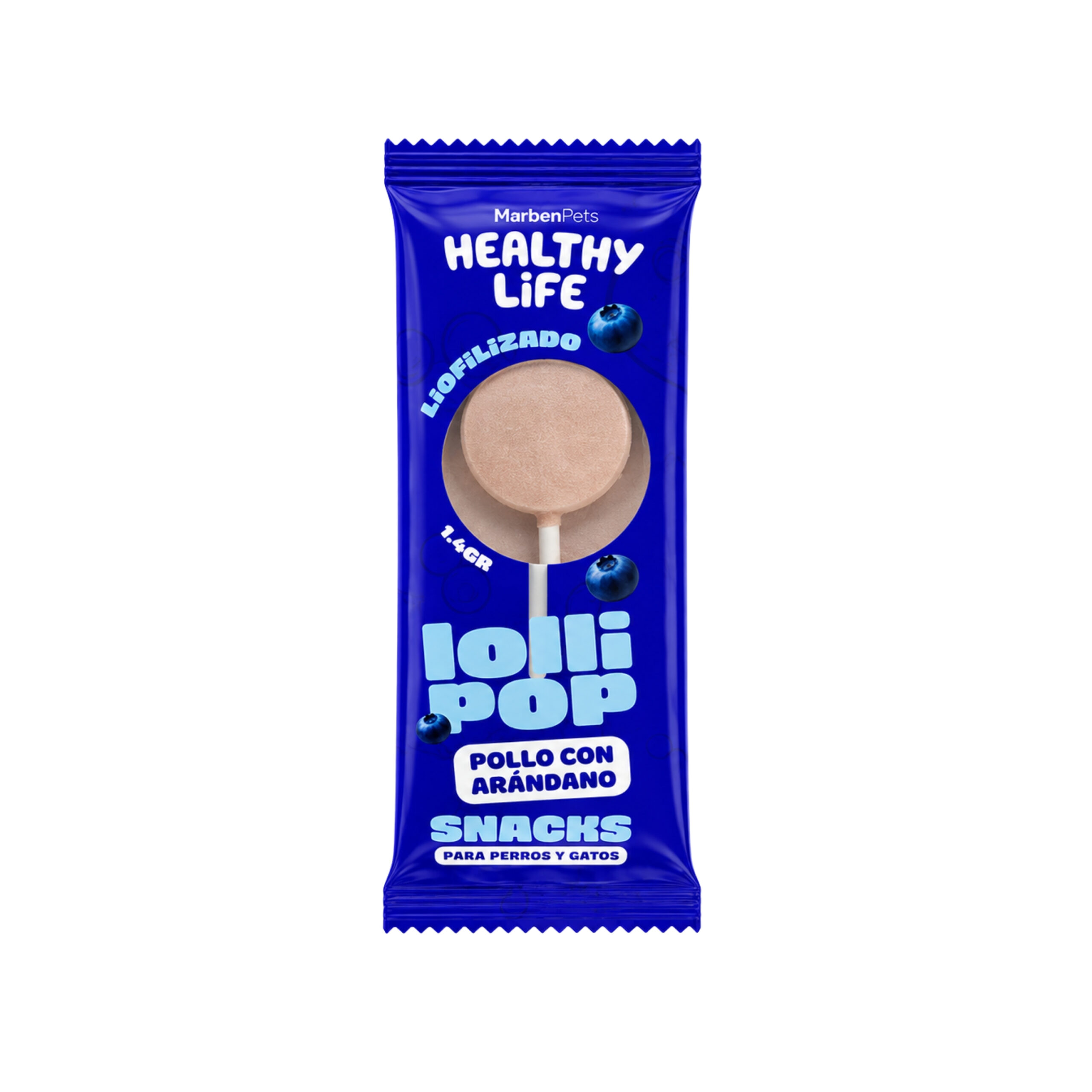HLL01 Lolli Pop Pollo con Arándano Liofilizado- Healthy Life 1,4 g - Imagen 1